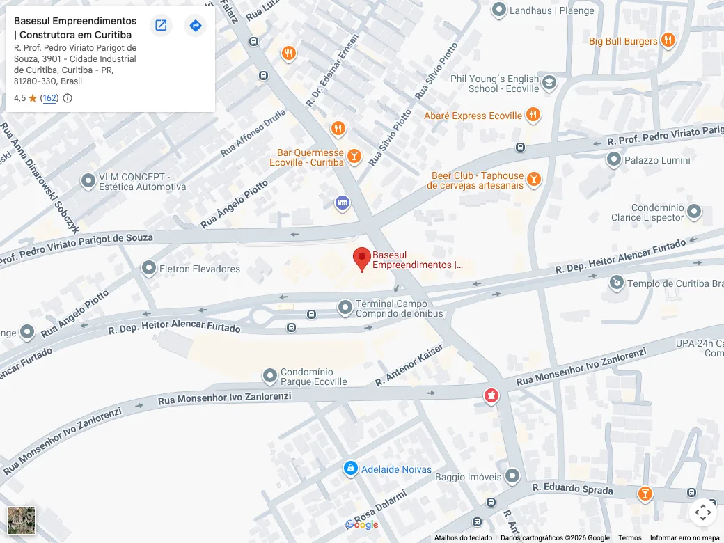 Mapa da região do escritório da Basesul em Curitiba