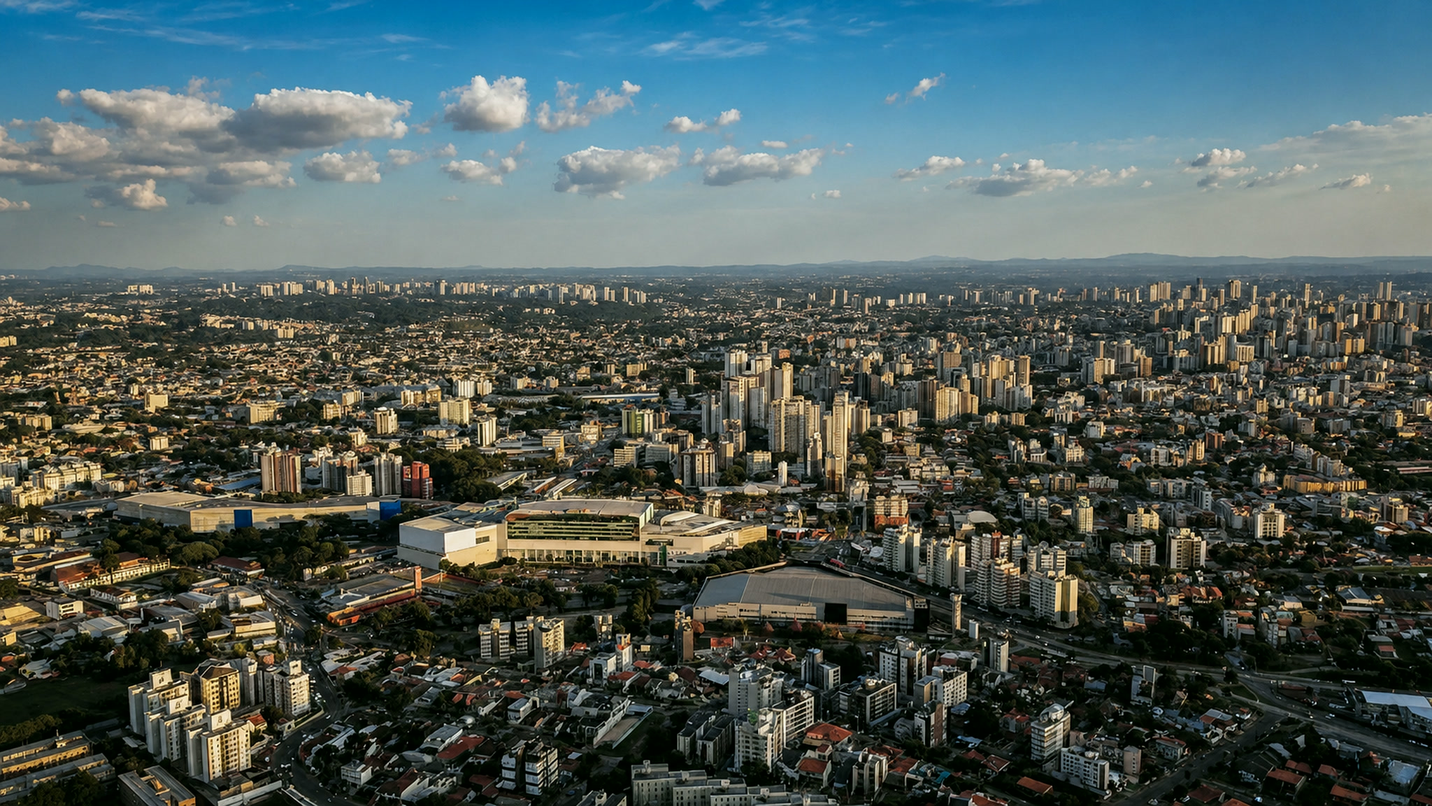Vista aérea aprimorada do Portão e do entorno do One House com pontos interativos